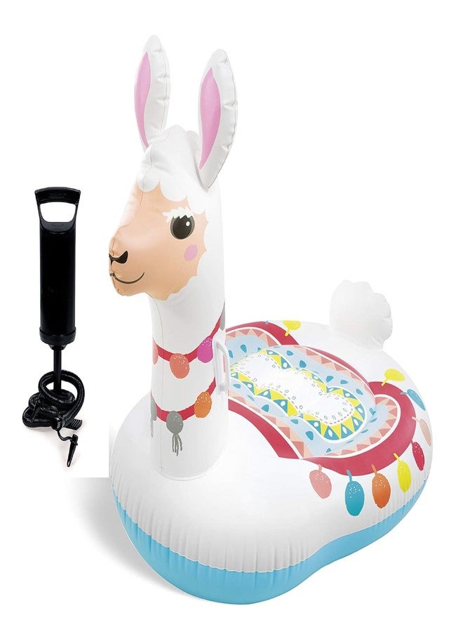 VWretails Inflatable Ride-On Swim Float for Kids, Childrens & Adults. Summer Fun Beach Floatie Perfect for Summer Water Adventures of Age 3+ (Cute Lama Ride-On + Hand Pump) - Image 1